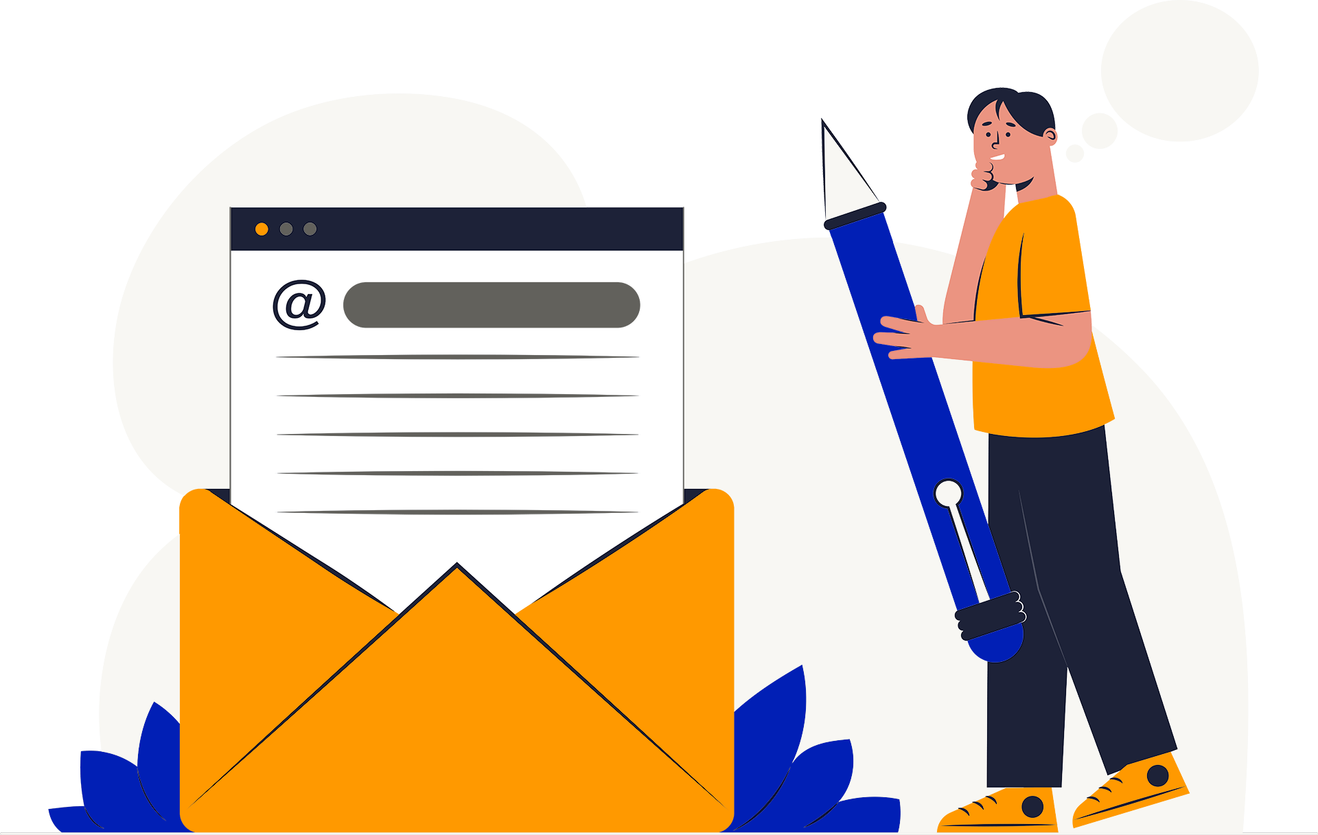 The administrative staff sends emails to the company