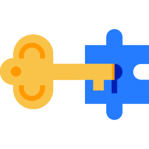 Key unlocking a puzzle piece