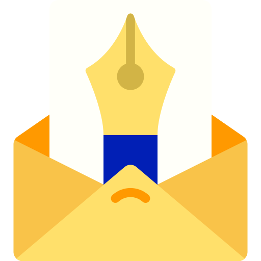 A pen coming out of an envelope