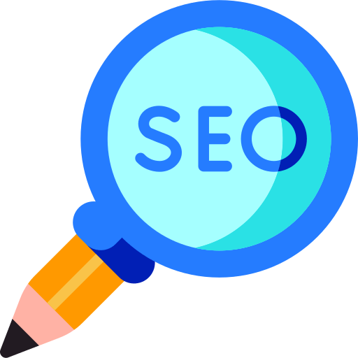 A pen with a search lens indicating SEO writing
